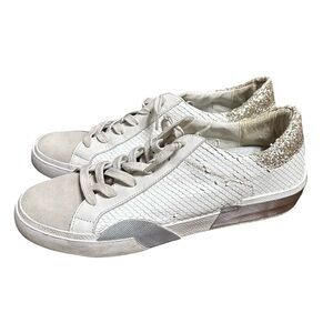 Dolce Vita White Zina Court Slip On Sneaker Shoe Size 9 Glitter Textured Casual